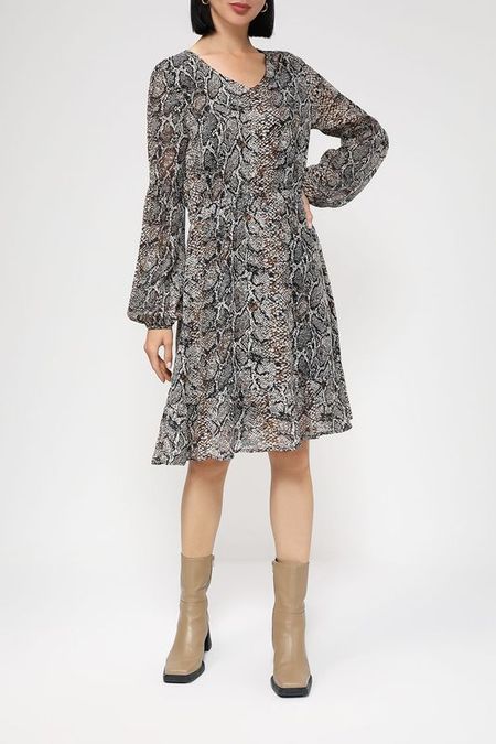 Платье с V-вырезом и анималистичным принтом More &More