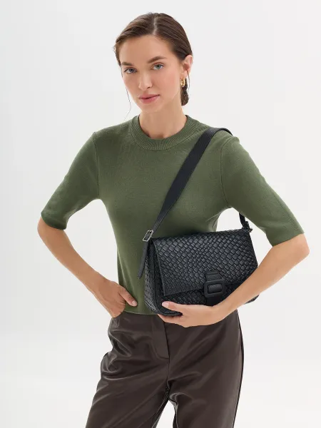 Сумка с имитацией плетения и акцентной пряжкой SAVAGE 2799₽