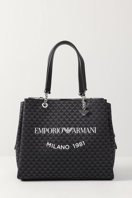 Сумка шоппер с принтом из монограмм и логотипом EMPORIO ARMANI 32242₽