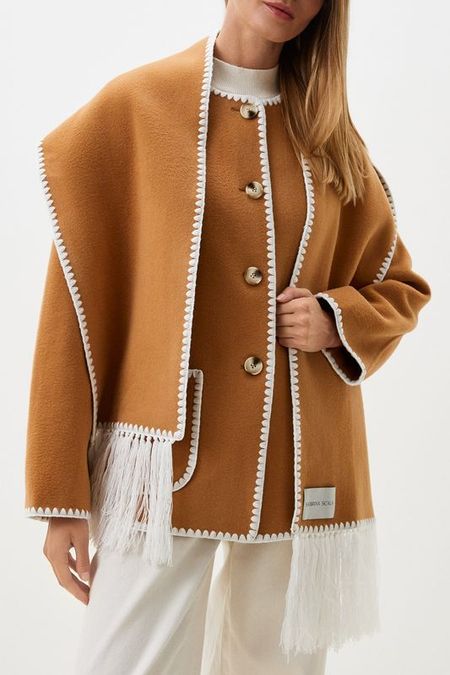 Пальто шерстяное с шарфом с кистями SABRINA SCALA 23090₽