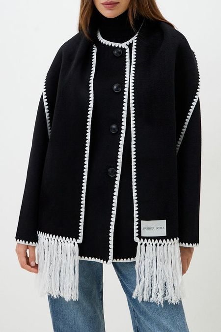Пальто шерстяное с шарфом с кистями SABRINA SCALA 32990₽