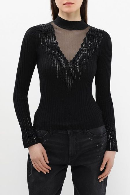 Джемпер с бисером и вставкой из сетки Guess 6975₽