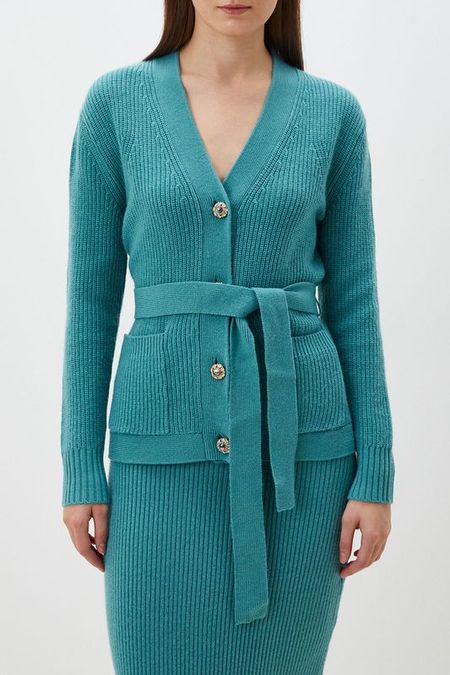 Кардиган с поясом в рубчик Auranna