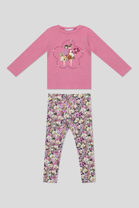 Комплект хлопковый из лонгслива и легинсов с принтом Mayoral 2345₽