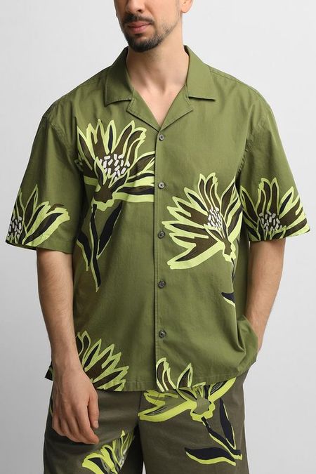 Рубашка хлопковая с коротким рукавом с принтом BOSS 11390₽