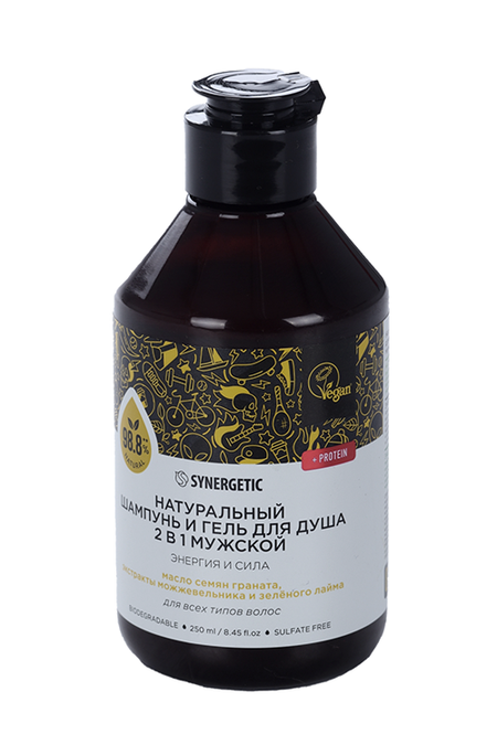 Шампунь-гель SYNERGETIC 2 в 1 мужск энергиясила семена гранатаможжевеллайм 250 мл 200₽