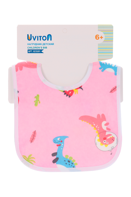 Нагрудник Uviton дкормления динозавры розовыйжелтый 2 шт 175₽