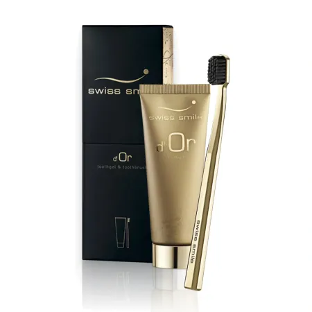 Косметика для зубов Swiss Smile D'Or Набор из золотого геля и позолоченной зубной щётки