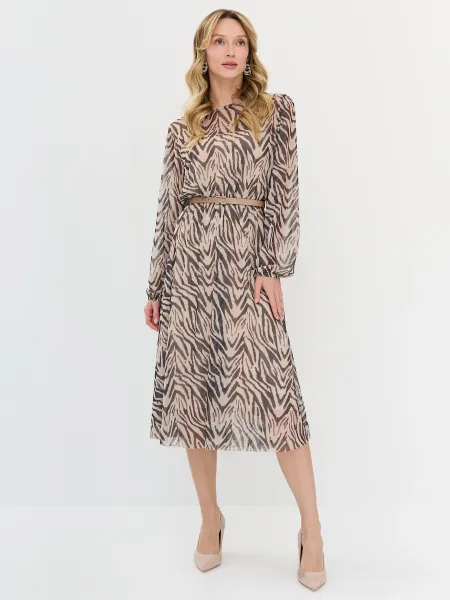 Платье из полупрозрачной сетки с анималистичным принтом SAVAGE 3999₽