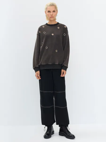 Свитшот с люверсами и варкой с эффектом блич SAVAGE 3599₽