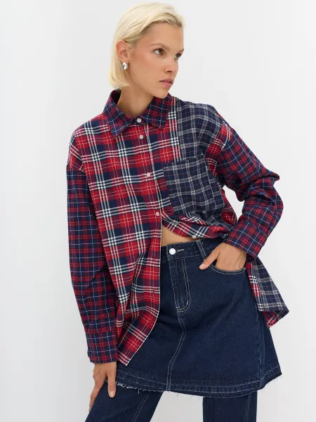 Фланелевая рубашка в клетку в стиле Patchwork SAVAGE 3699₽