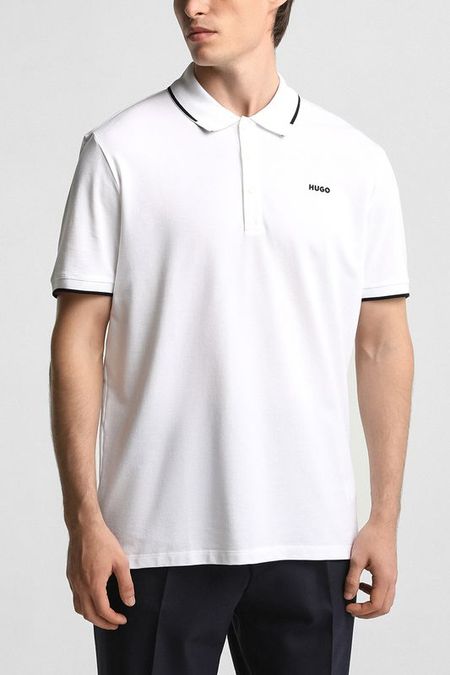 Поло хлопковое с контрастными деталями HUGO 7867₽
