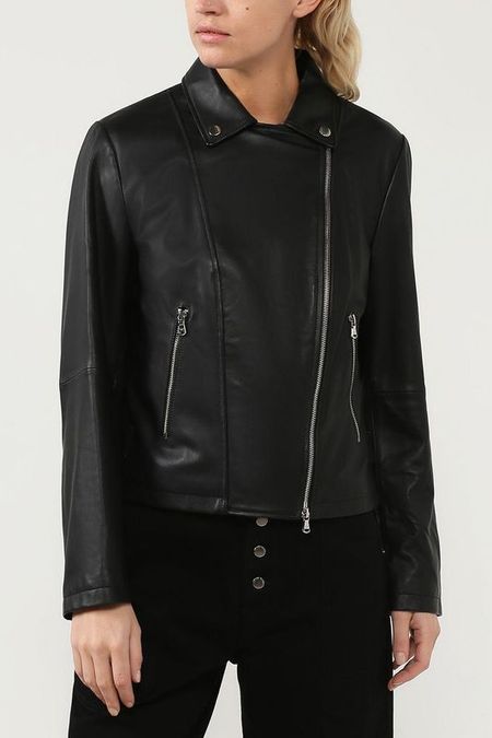 Утепленная кожаная косуха EMPORIO ARMANI 48152₽