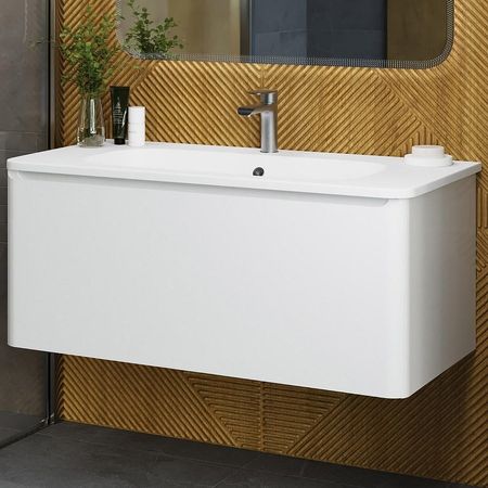 Тумба под раковину Art Max Sanremo 100 AM-Sanremo-1000-1C-SO-BL подвесная Белая глянцевая 18725₽