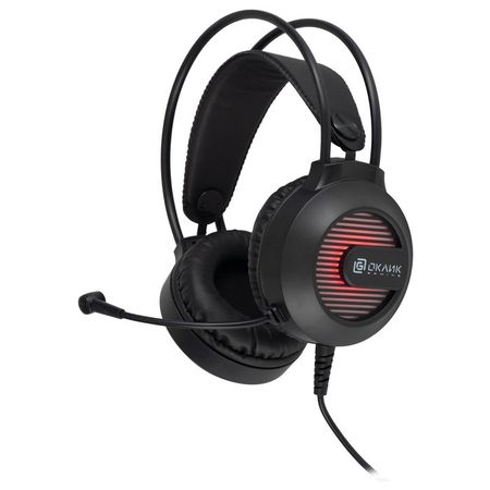 Наушники с микрофоном Oklick HS-L300G, мониторные, оголовье, провод 2.2 м, чёрные