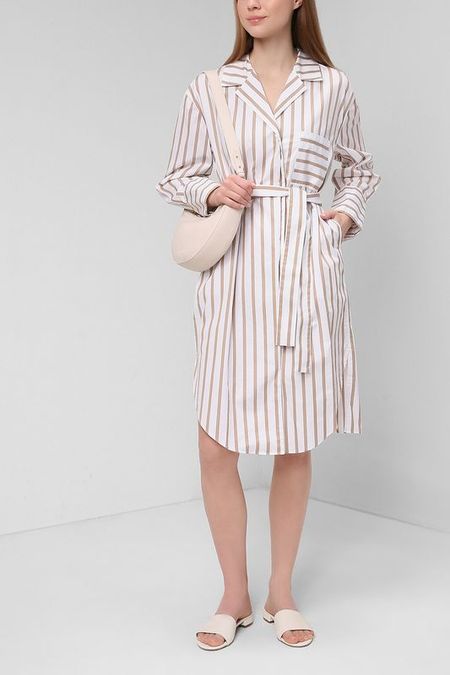 Платье-рубашка из хлопка в полоску BOSS 14890₽