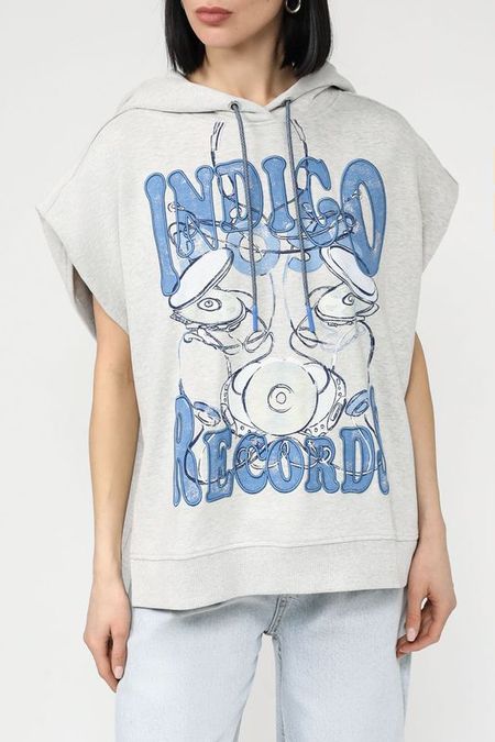 Худи хлопковое без рукавом с принтом BOSS 7190₽