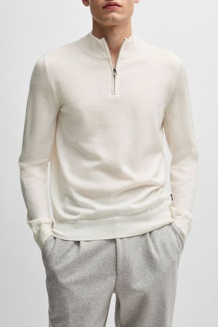 Пуловер шерстяной с воротником на молнии BOSS 22990₽