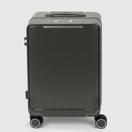 Чемодан Smarter Luggage из поликарбоната, размер 20, тёмно-серый 36,5х22,5х54,5 см