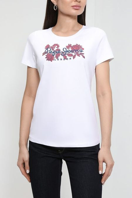 Хлопковая футболка с принтом PEPE JEANS 1070₽