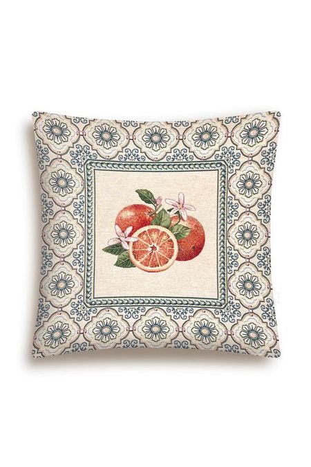 Наволочка декоративная из гобелена с принтом Изразцы лимоны и мандарины Le Gobelin 750₽