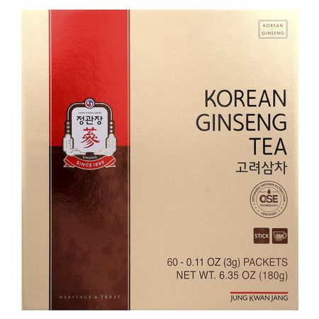 JungKwanJang, Чай с корейским женьшенем, 60 пакетиков, 3 г (0,11 унции) Каждый