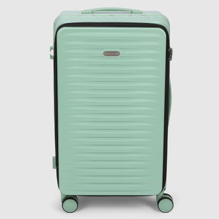 Чемодан Smarter Luggage из поликарбоната, размер 24, зелёный 37х26,5х65 см