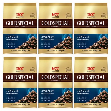 UCC Gold Special Rich Blend, 1500 г (6 пакетов по 250 г) Обычный кофе (Молотые зерна) [Жареный]