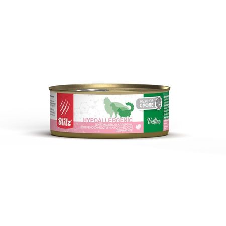 Blitz Cat Vetline Hypoallergenic влажный корм для кошек в консервах - 100 г 2092₽