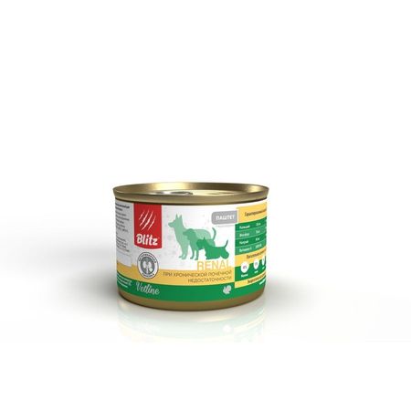 Blitz Dog Vetline Renal влажный корм для собак в консервах - 200 г 3152₽