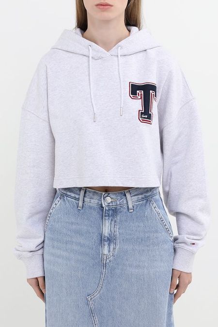 Худи хлопковое укороченного кроя Tommy Jeans 8182₽