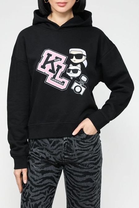 Хлопковое худи с принтом KIkonik Karl Lagerfeld 15630₽