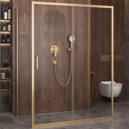 Душевой уголок Cezares Molveno 150x90 MOLVENO-AH-12-15090-C-BORO-IV профиль Брашированное золото стекло прозрачное 81900₽