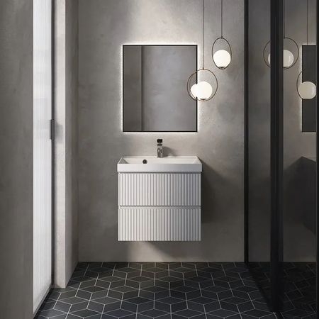 Тумба под раковину AQUAme S1 60 AQM900160WH подвесная цвет Белый глянцевый 19000₽