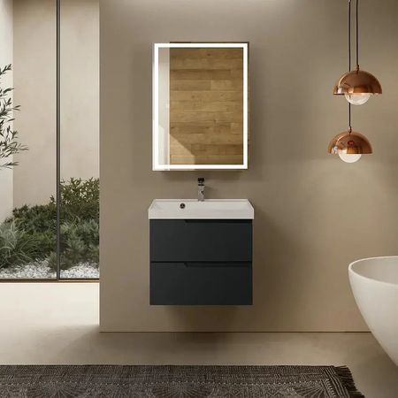 Тумба под раковину AQUAme S3 60 AQM900360GM подвесная цвет Антрацит 21000₽