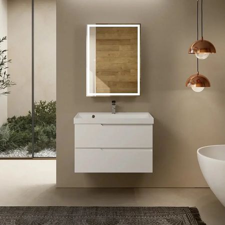 Тумба под раковину AQUAme S3 80 AQM900380WH подвесная цвет Белый глянцевый 20500₽