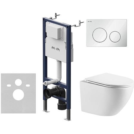 Комплект унитаза WellWant Aura WWU01121WK с инсталляцией AMPM PrimeFit I0127090101 с сиденьем Микролифт и Белой глянцевой клавишей смыва 33120₽