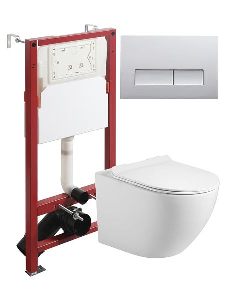 Комплект унитаза с инсталляцией Agger ATI09150APB200 цвет Белый с сиденьем Микролифт и клавишей смыва цвет Хром 35990₽