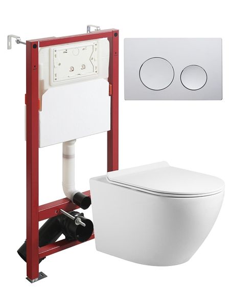 Комплект унитаза с инсталляцией Agger ATI09150LAPB100 цвет Белый с сиденьем Микролифт и клавишей смыва цвет Хром 36190₽