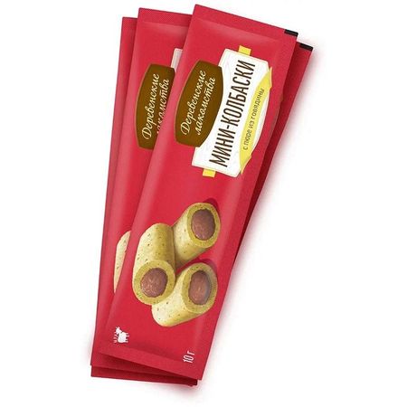 Деревенские лакомства для кошек мини-колбаски с пюре из говядины - 10 г 216₽