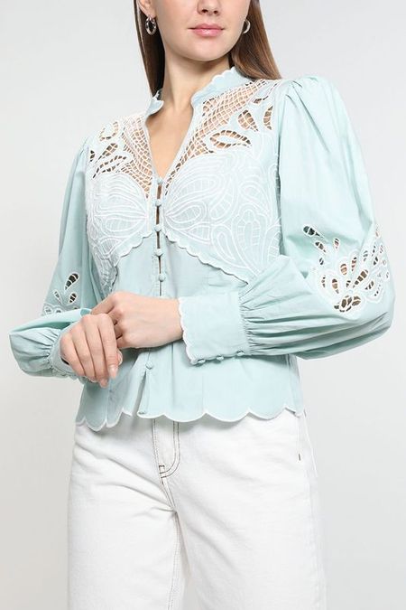 Хлопковая блуза с декором TWINSET 8690₽