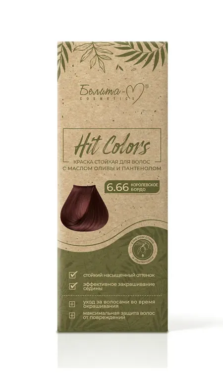 Hit Colors Краска стойкая с маслом оливы и пантенолом тон № 6.66 Королевское бордо
