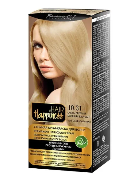 Hair Happiness Крем-краска для волос аммиачная №10.31 светлый бежевый блондин