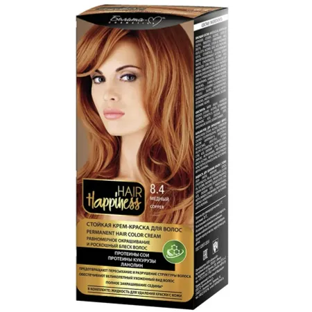 Hair Happiness Крем-краска для волос аммиачная №8.4 медный