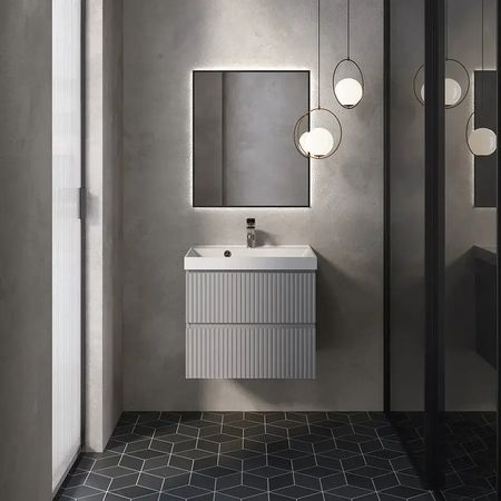 Тумба под раковину AQUAme S1 60 AQM900160GM подвесная цвет Серый 19000₽