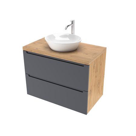 Тумба под раковину ЗОВ Дион 100 D100GD подвесная цвет Графит матовый Дуб медовый 34173₽
