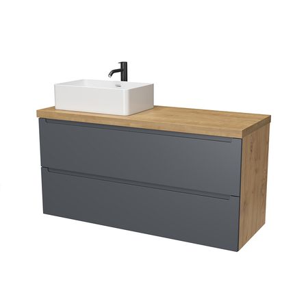 Тумба под раковину ЗОВ Дион 120 D120GD подвесная цвет Графит матовый Дуб медовый 46415₽