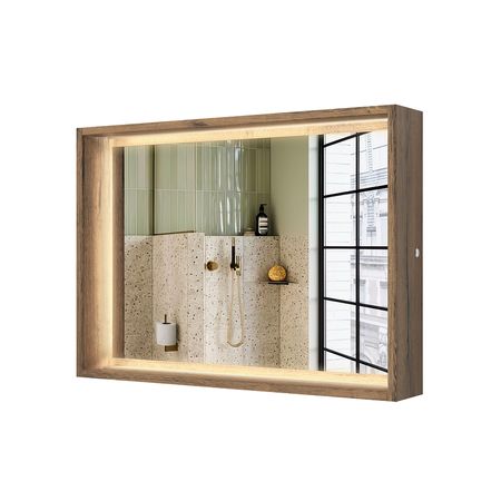 Зеркало ЗОВ Парма 120 PZ120AT с подсветкой цвет Древесина Аттик