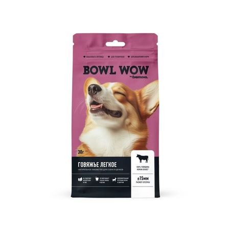 Bowl Wow Лакомство для собак сублимированное легкое говяжье - 30 г 300₽