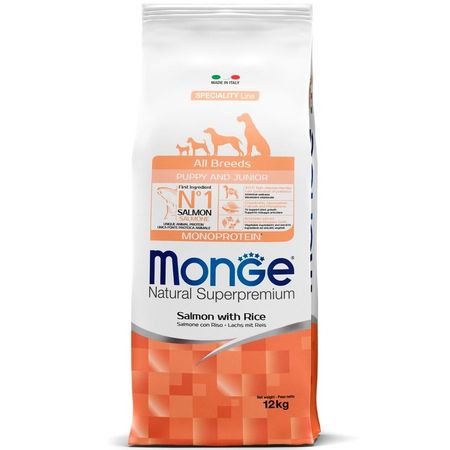 Monge Dog Speciality Line Monoprotein Puppy amp Junior полнорационный сухой корм для щенков с лососем и рисом 10928₽